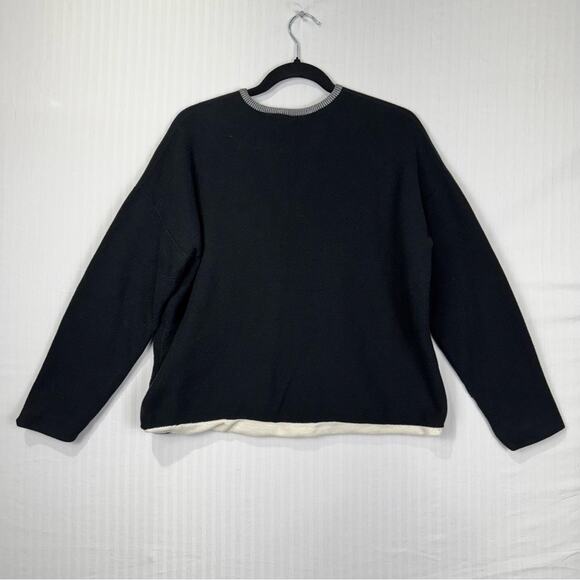 Eileen Fisher Black Full-Zip Cardigan Sweater Jacket Size Medium Organic Cotton - Picture 5 of 6